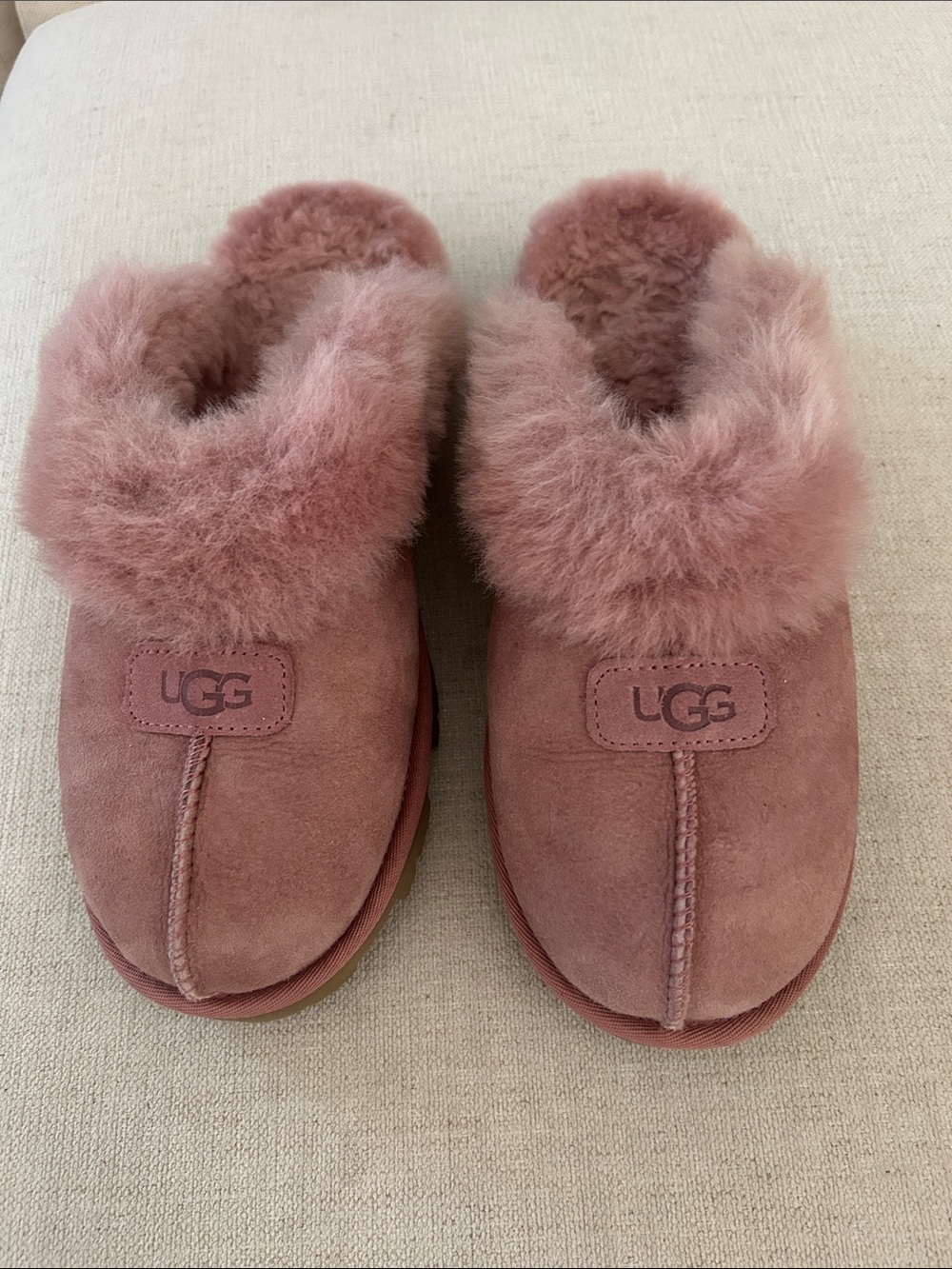 UGG Coquette Slippers, Pale Pink, NWOT has box. DISPLAY PAIR TRIED ON